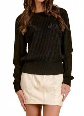 NEW ELAN raglan sleeve crewneck sweater in black